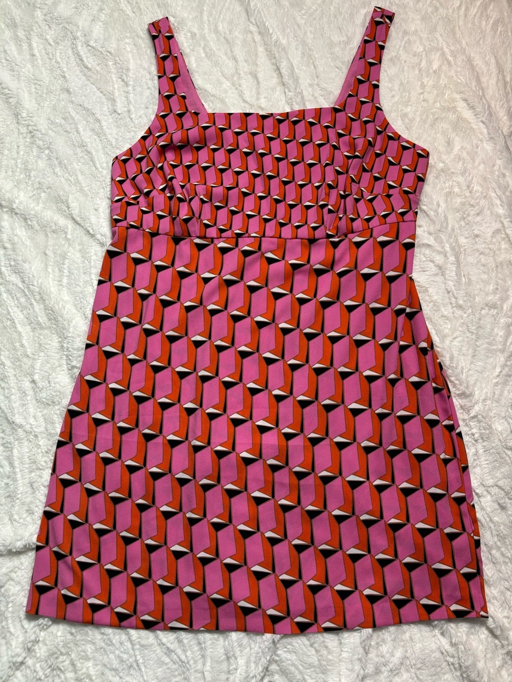 NWT Diane Von Furstenberg Dress Size 17/18 Pink Geometric Groovy Print New XXL